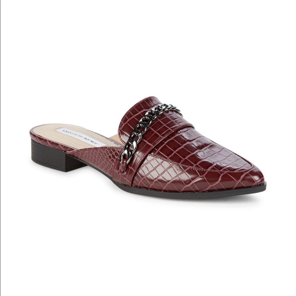 Saks Fifth Avenue Envoy Chain Croc-Print Mules - Picture 1 of 7